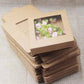50PCS Kraft Paper Gift Boxes with PVC Window White Black Bakery Packaging Carton - L