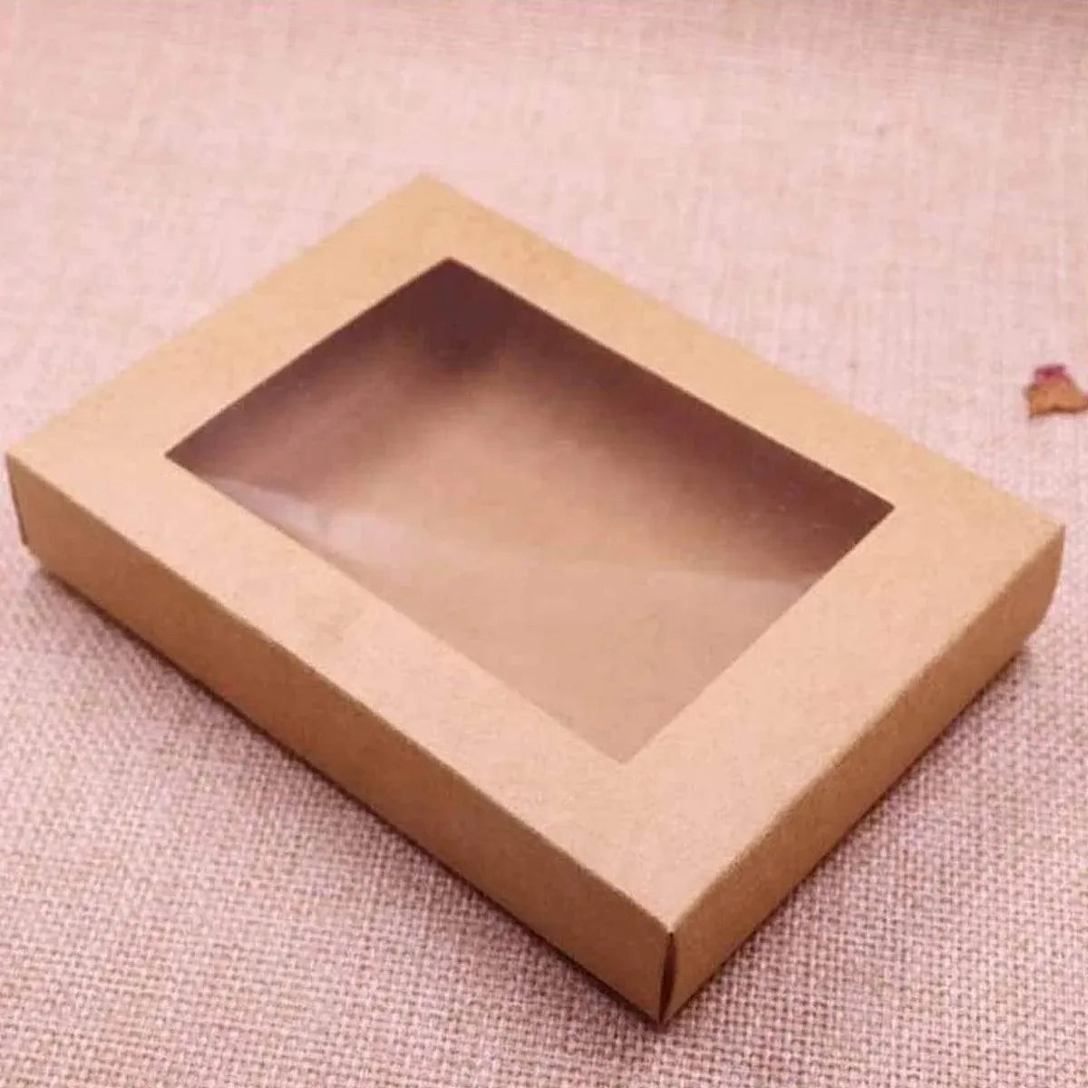 50PCS Kraft Paper Gift Boxes with PVC Window White Black Bakery Packaging Carton - L
