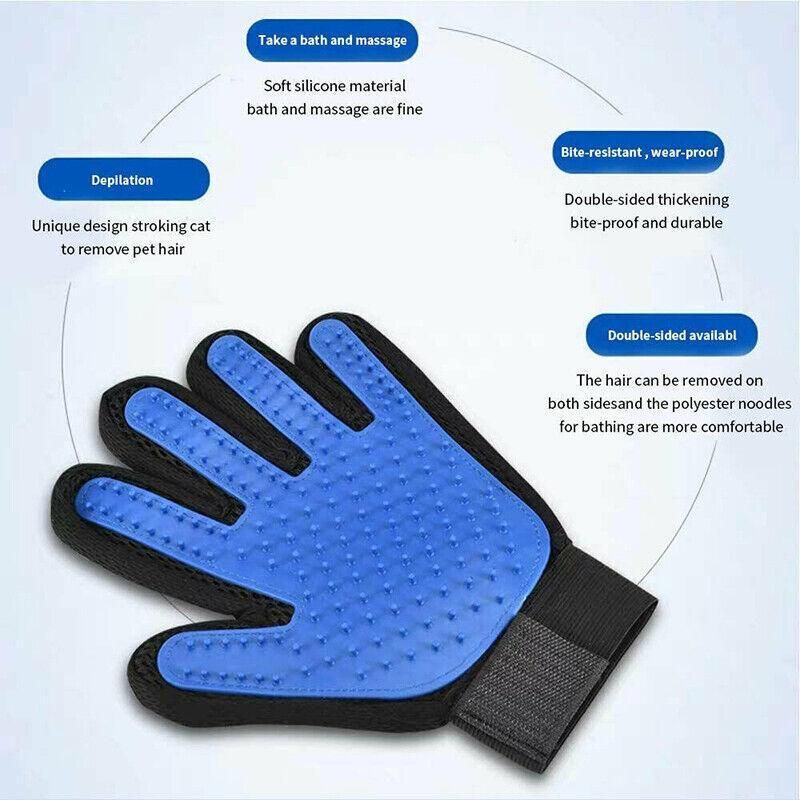 Pet Dog Cat Massage Hair Removal Grooming Comb Touch Cleaning Brush Magic Glove - Green Right Hand
