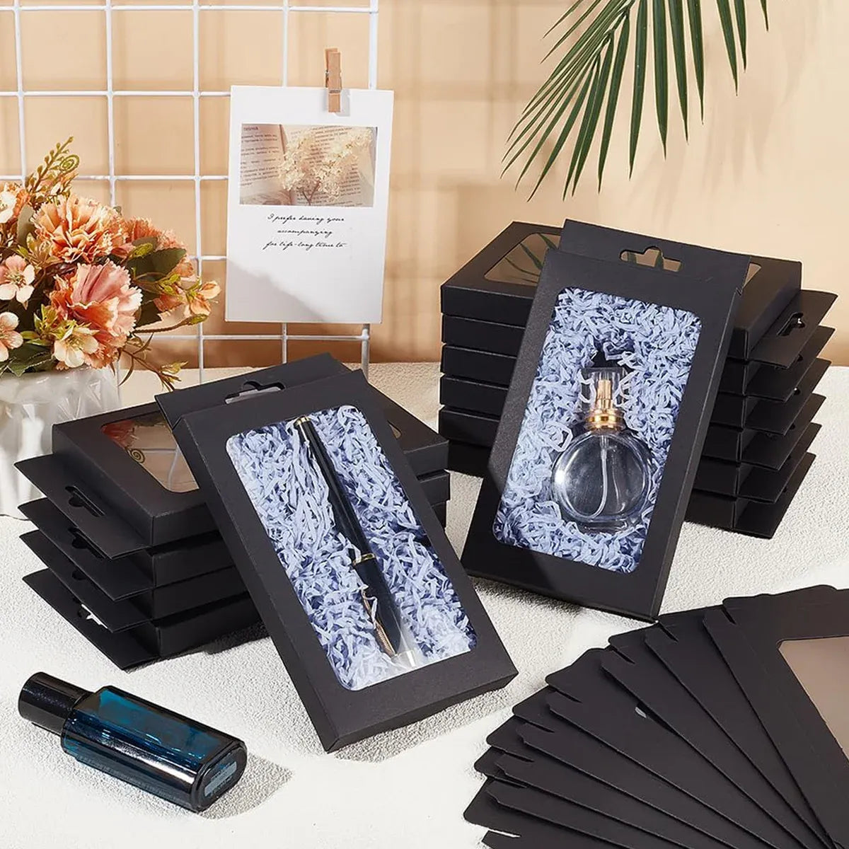 50PCS Gift Packaging Boxes Durable Clear Window for Gift Packaging Presentation - Kraft