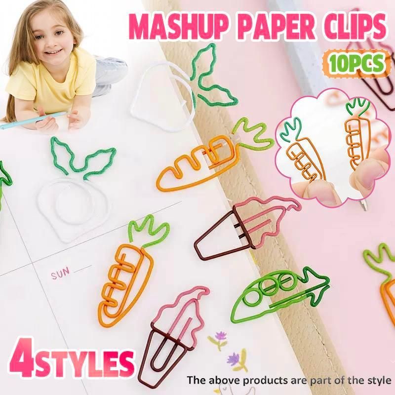 10x Colorful fruit Note Shape Paper Clips Bookmark Binder Office School Supplies - White