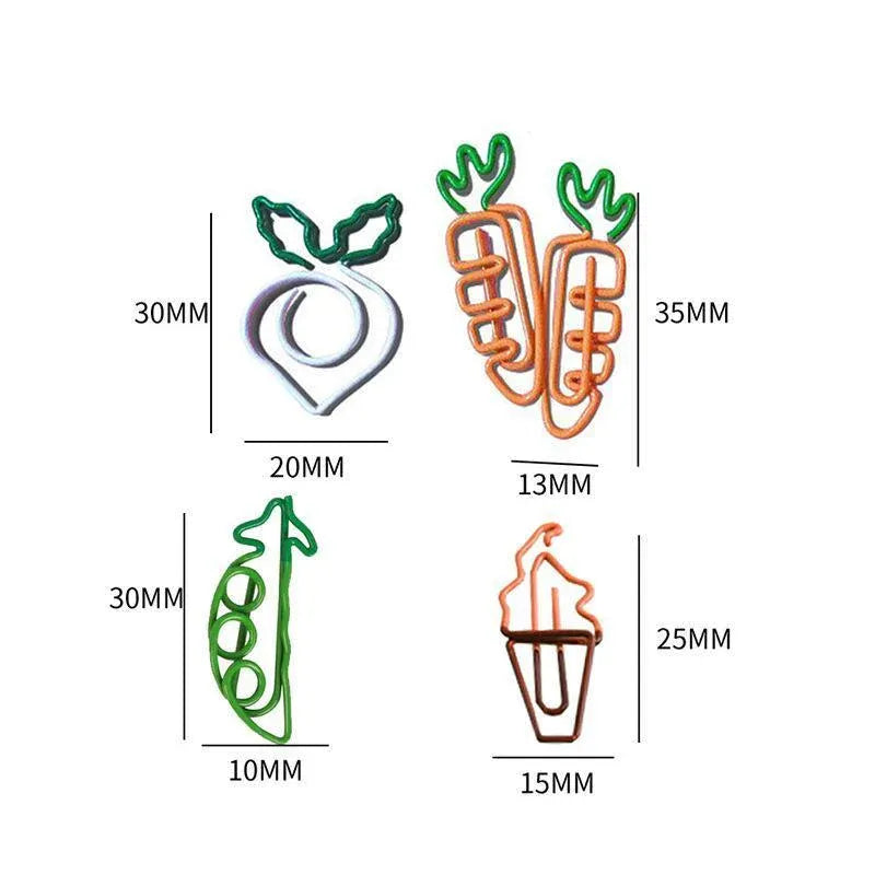 10x Colorful fruit Note Shape Paper Clips Bookmark Binder Office School Supplies - White