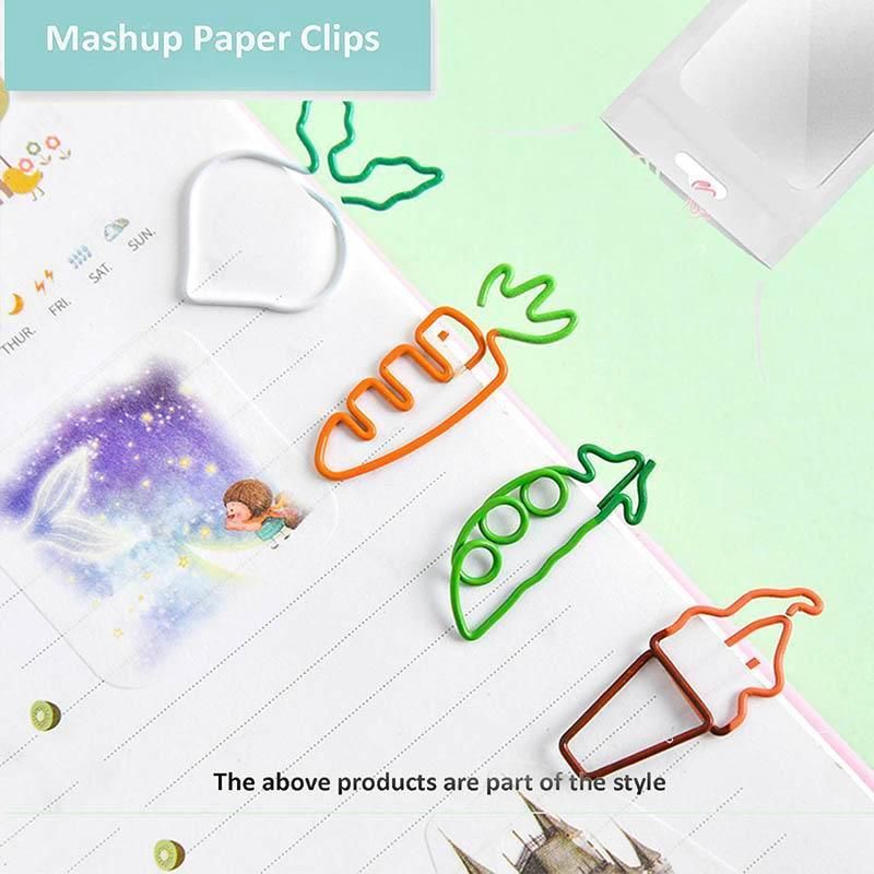 10x Colorful fruit Note Shape Paper Clips Bookmark Binder Office School Supplies - White