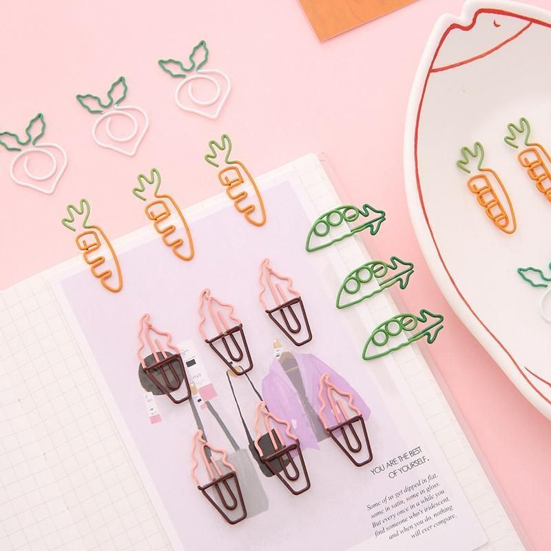10x Colorful fruit Note Shape Paper Clips Bookmark Binder Office School Supplies - White