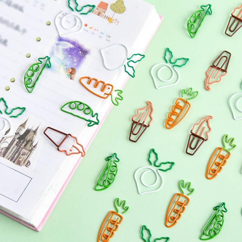10x Colorful fruit Note Shape Paper Clips Bookmark Binder Office School Supplies - White