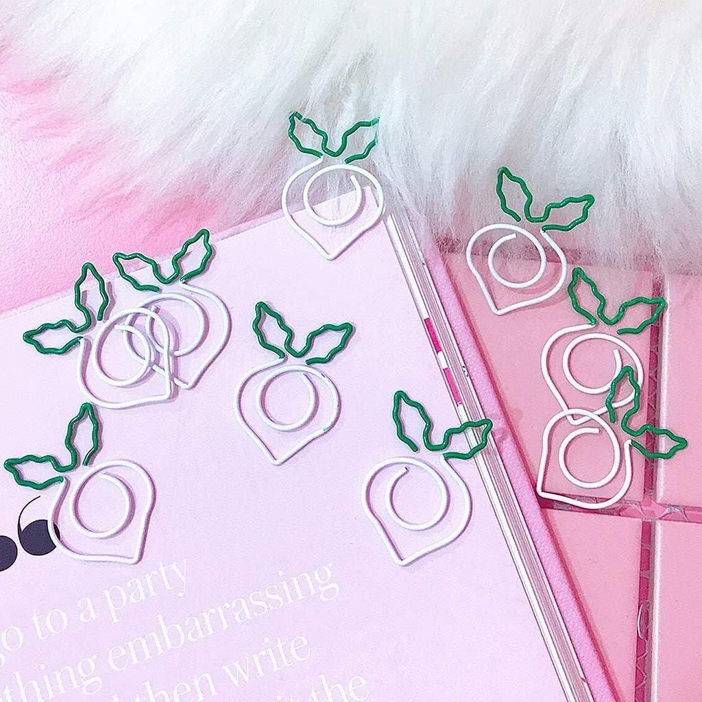 10x Colorful fruit Note Shape Paper Clips Bookmark Binder Office School Supplies - White
