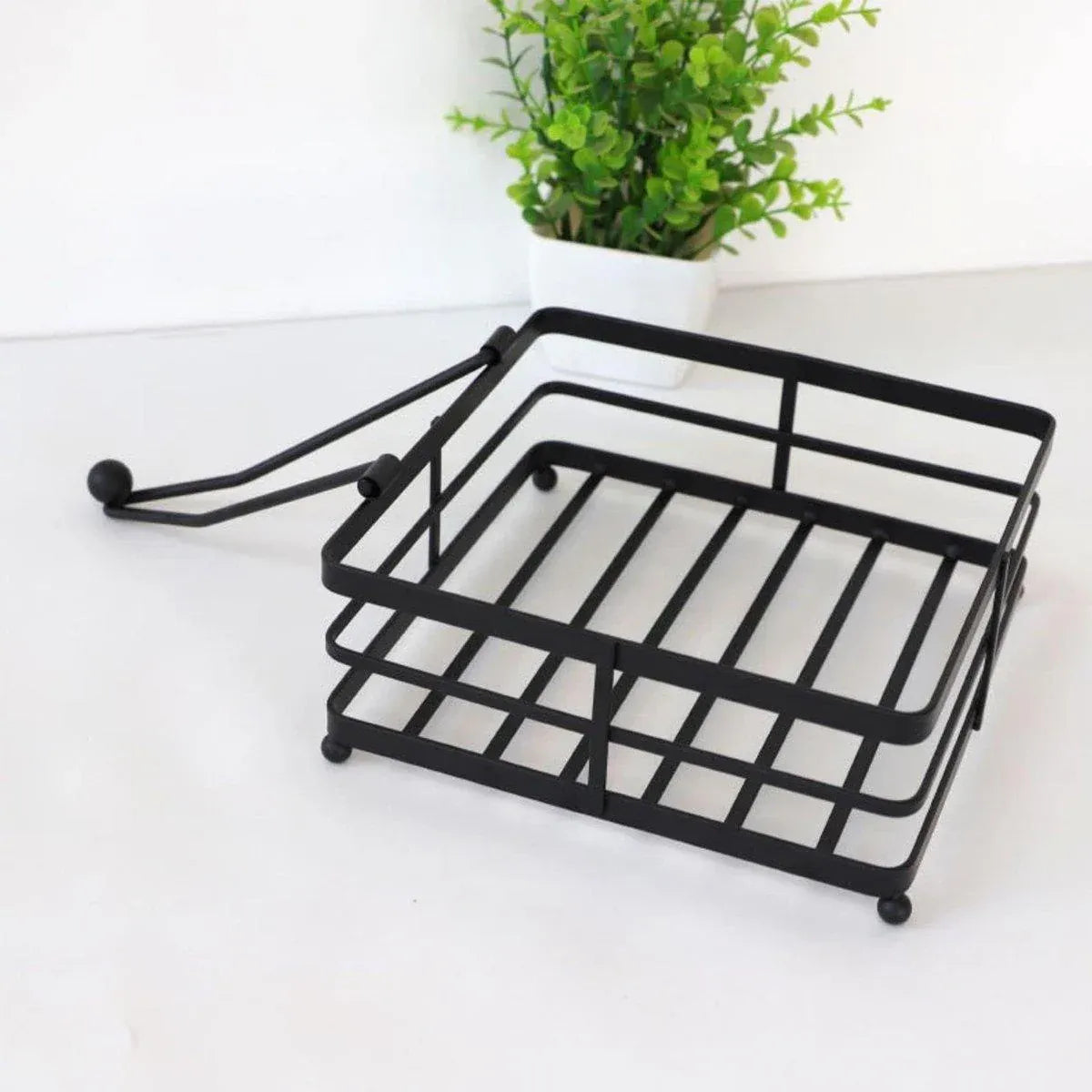 2PCS Black Wrought Iron Napkin Holder Square Tissue Rack for Home Kitchen Decor
