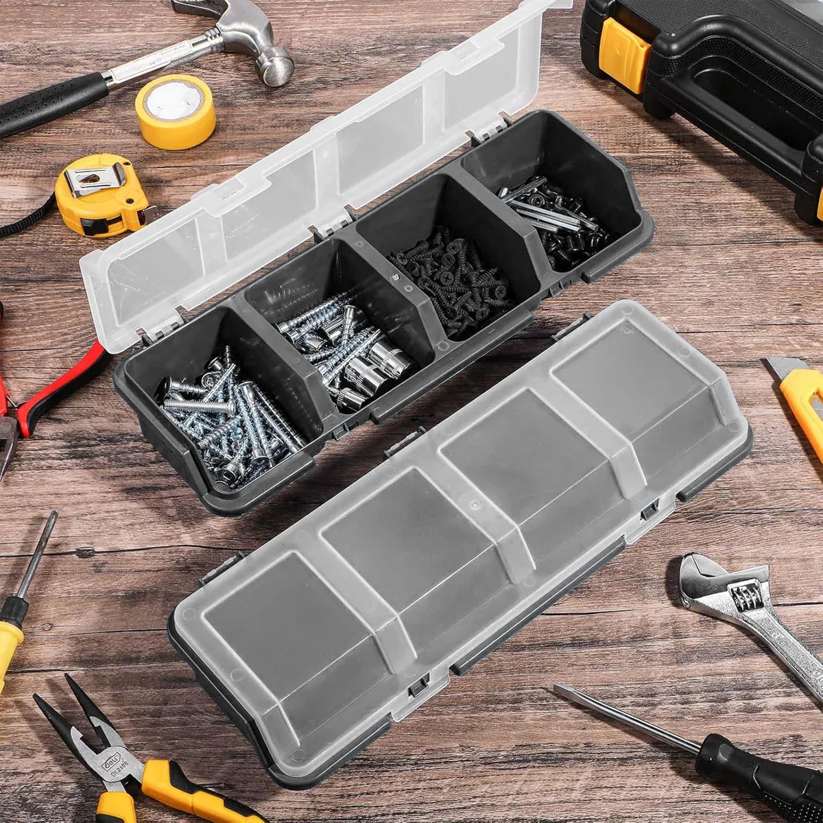 Plastic Screw Parts Storage Box Small Hardware Organizer Case with Four Grids