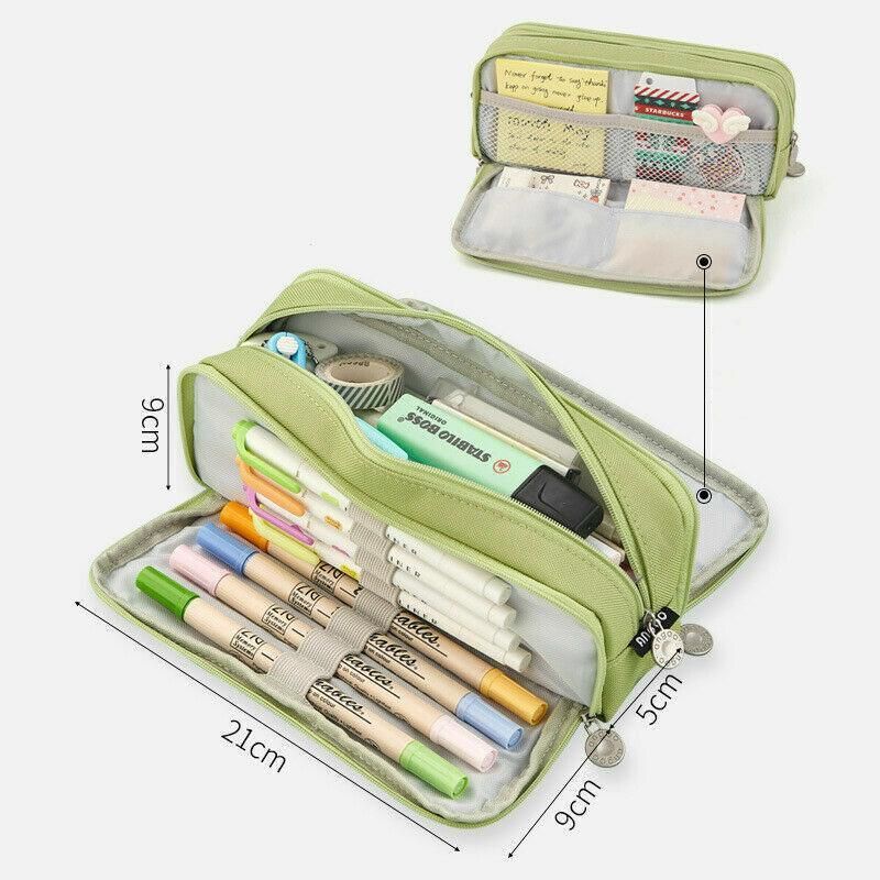 Zipper Pencil Case Large Capacity Storage Bag School Stationery Makeup Organiser - Dark Grey