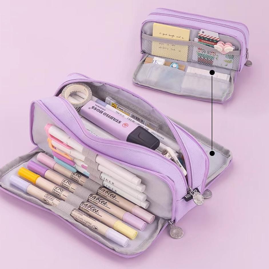 Zipper Pencil Case Large Capacity Storage Bag School Stationery Makeup Organiser - Dark Grey