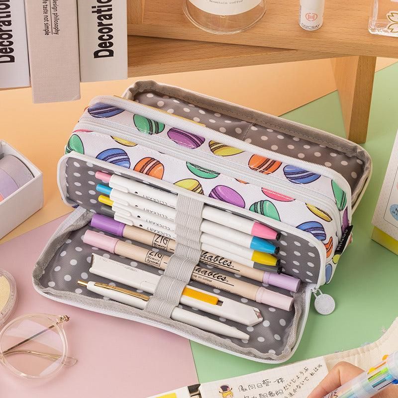 Zipper Pencil Case Large Capacity Storage Bag School Stationery Makeup Organiser - Dark Grey