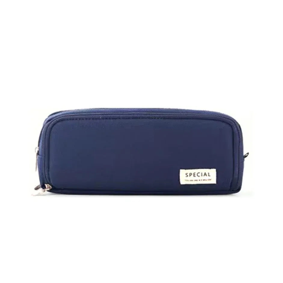 Zipper Pencil Case Large Capacity Storage Bag School Stationery Makeup Organizer - Navy