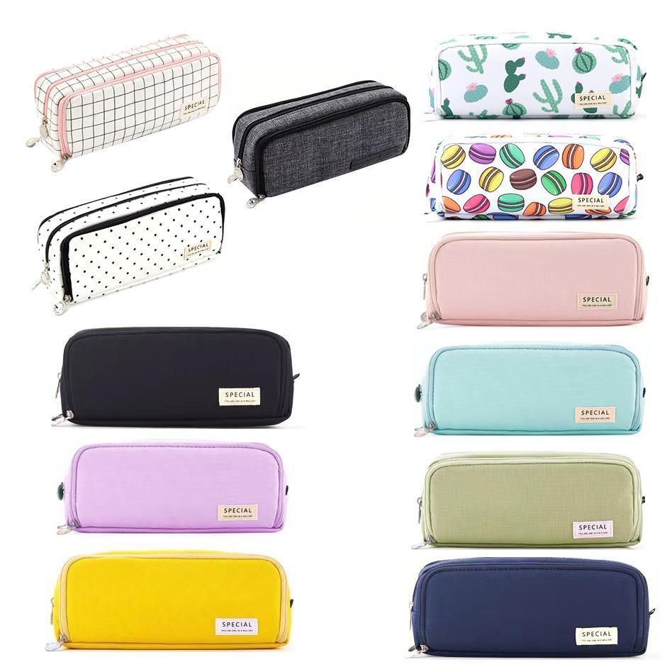 Zipper Pencil Case Large Capacity Storage Bag School Stationery Makeup Organizer - Navy