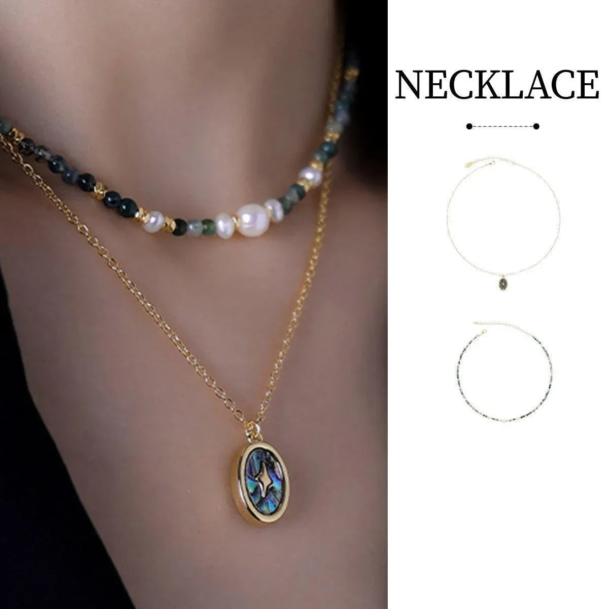 Retro Fashion Style Natural Stone Design Necklace for Women Vintage Jewelry - Have a pendant