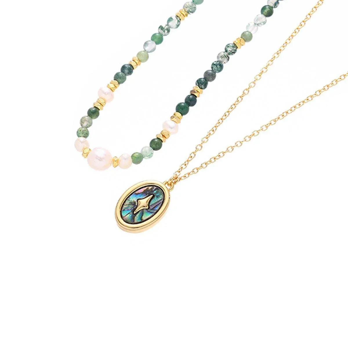 Retro Fashion Style Natural Stone Design Necklace for Women Vintage Jewelry - Have a pendant