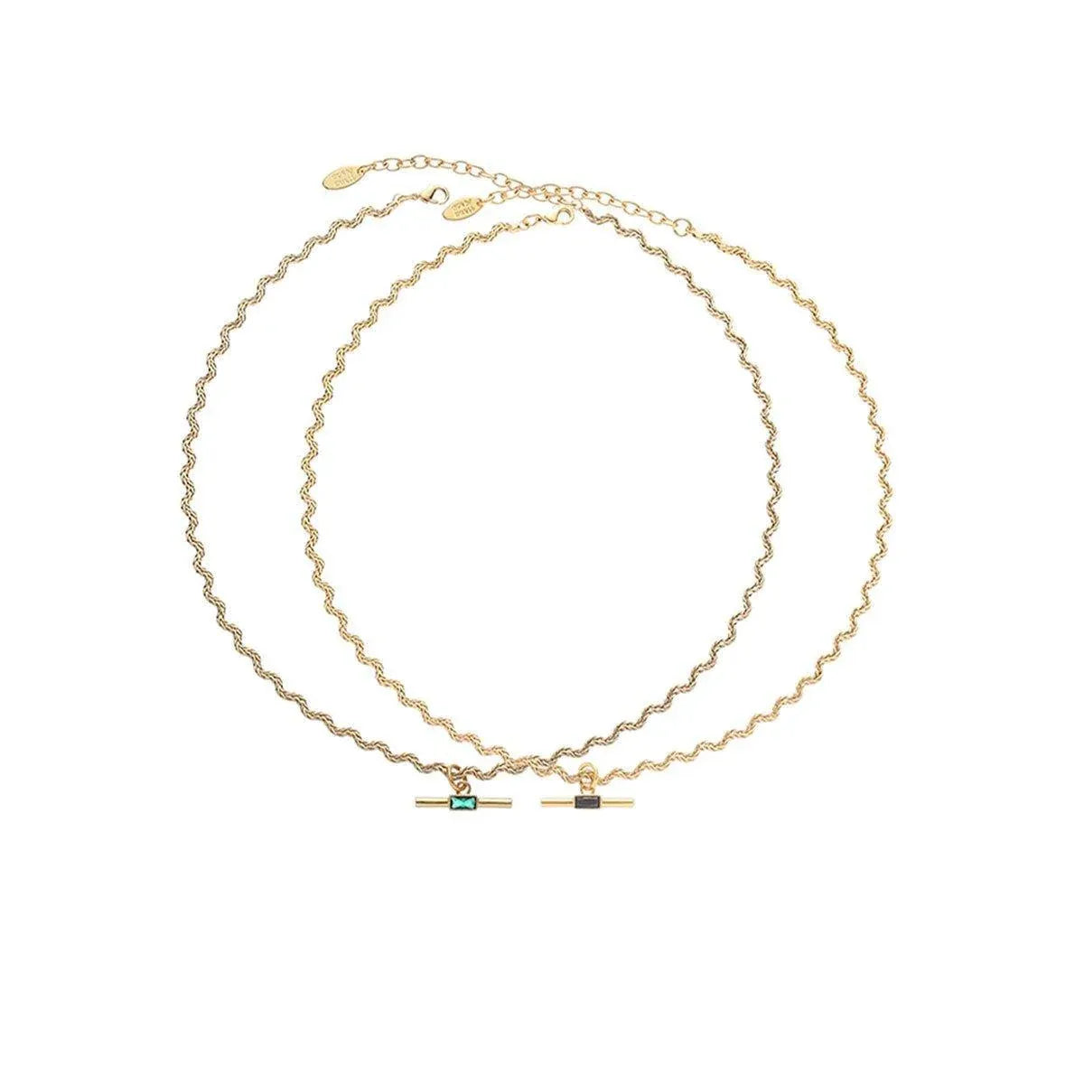 Vintage Retro Style Curved Chain Necklace for Women Fashion Jewelry Accessory - Green
