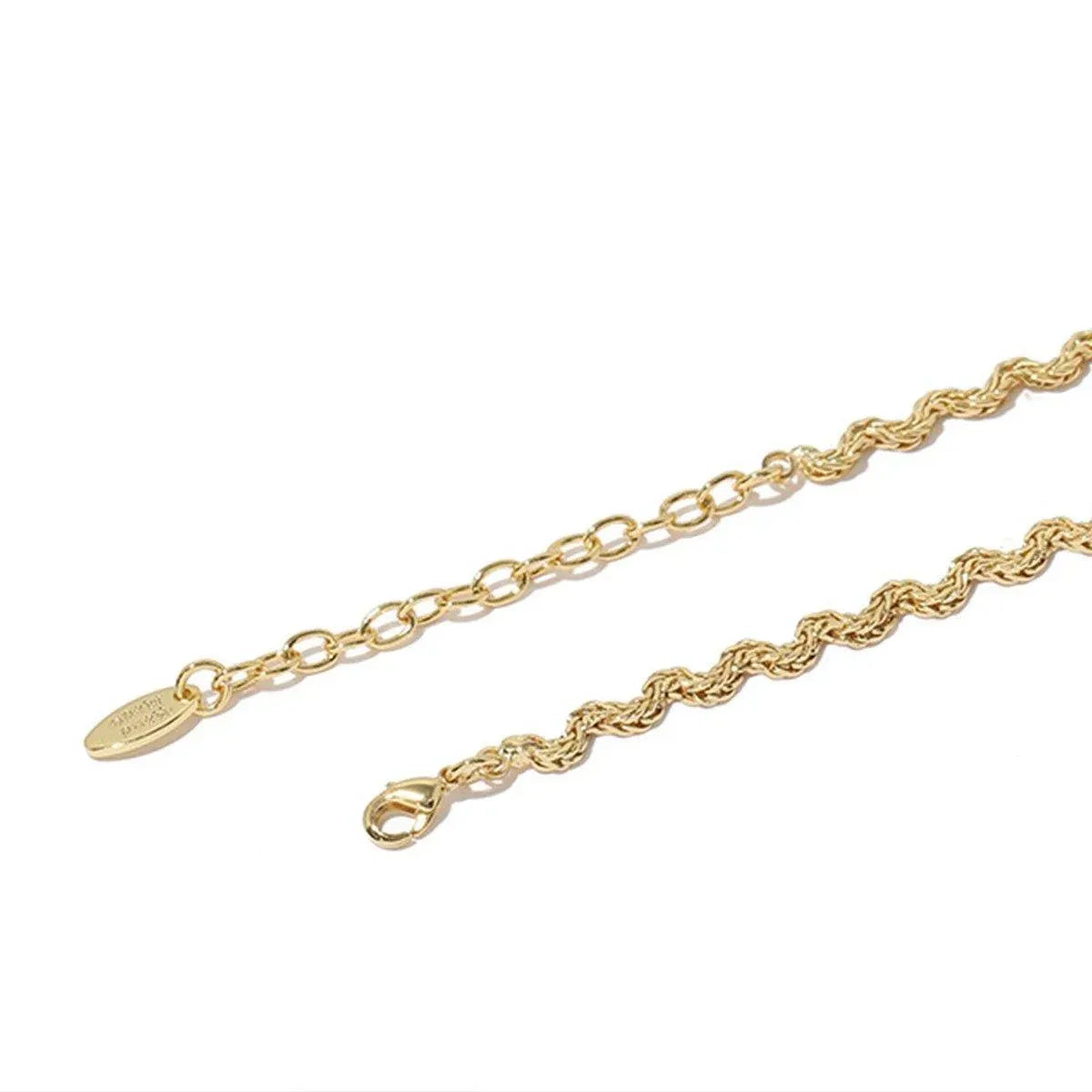 Vintage Retro Style Curved Chain Necklace for Women Fashion Jewelry Accessory - Green