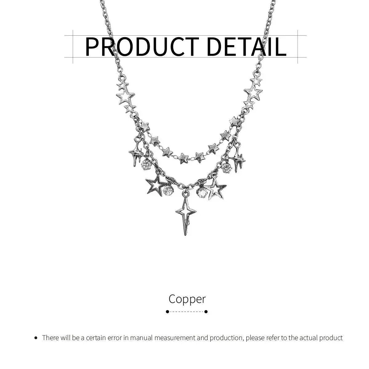Stylish Star Tassel Geometric Necklace Chain Fashion Jewelry for Women and Girls