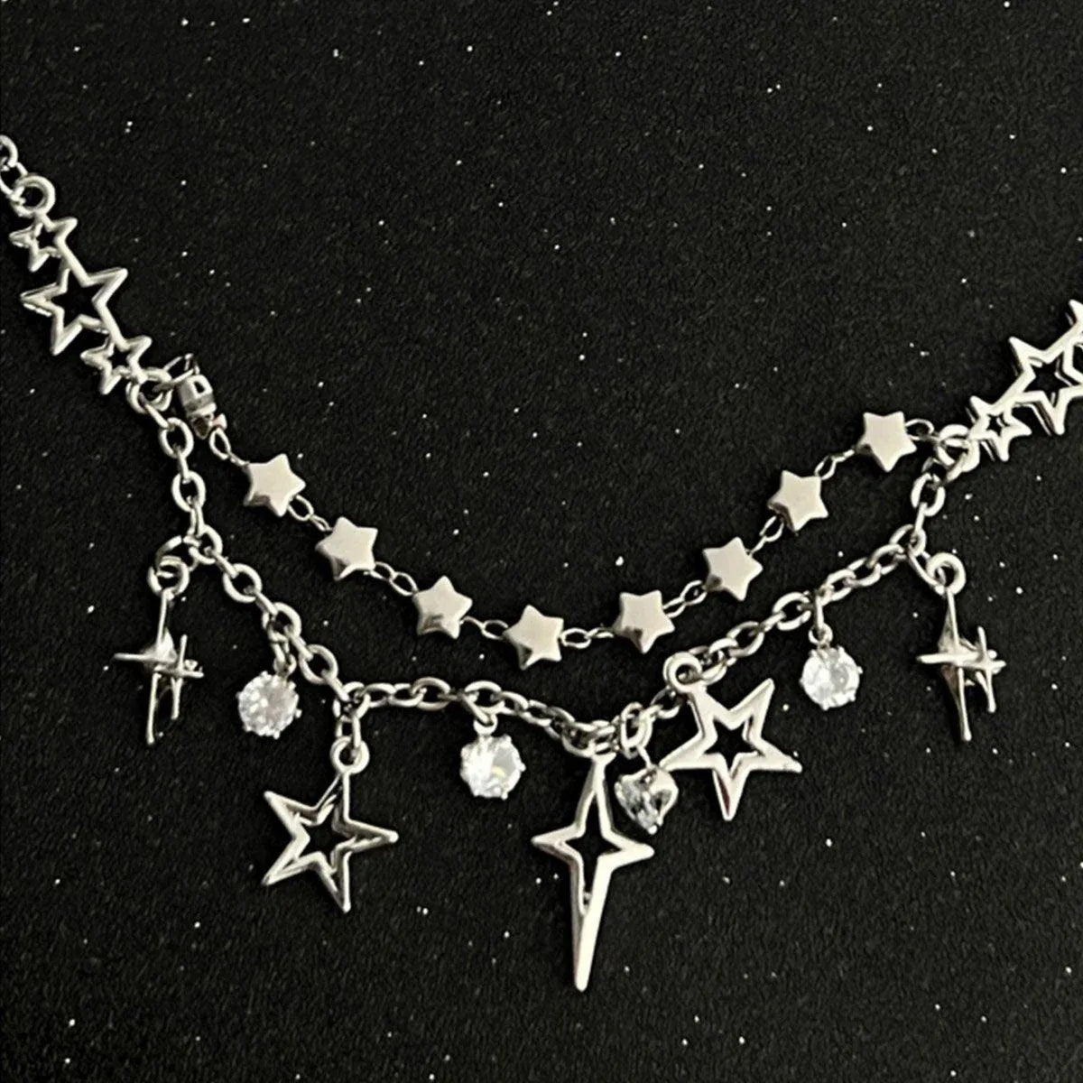Stylish Star Tassel Geometric Necklace Chain Fashion Jewelry for Women and Girls