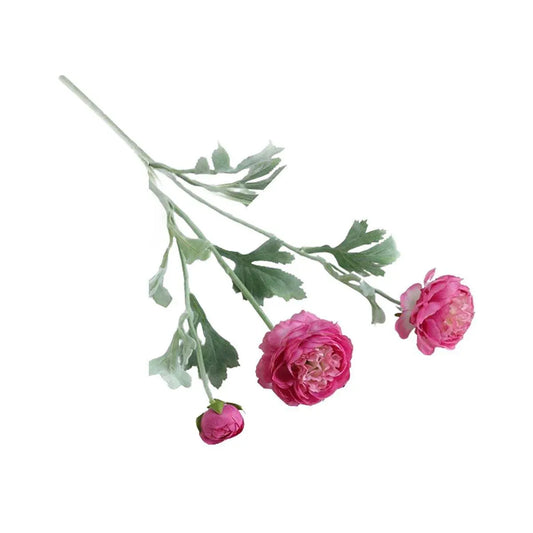 5pcs Artificial Peony Silk Flowers Bouquet Decor Faux Floral Arrangements - Purple Red