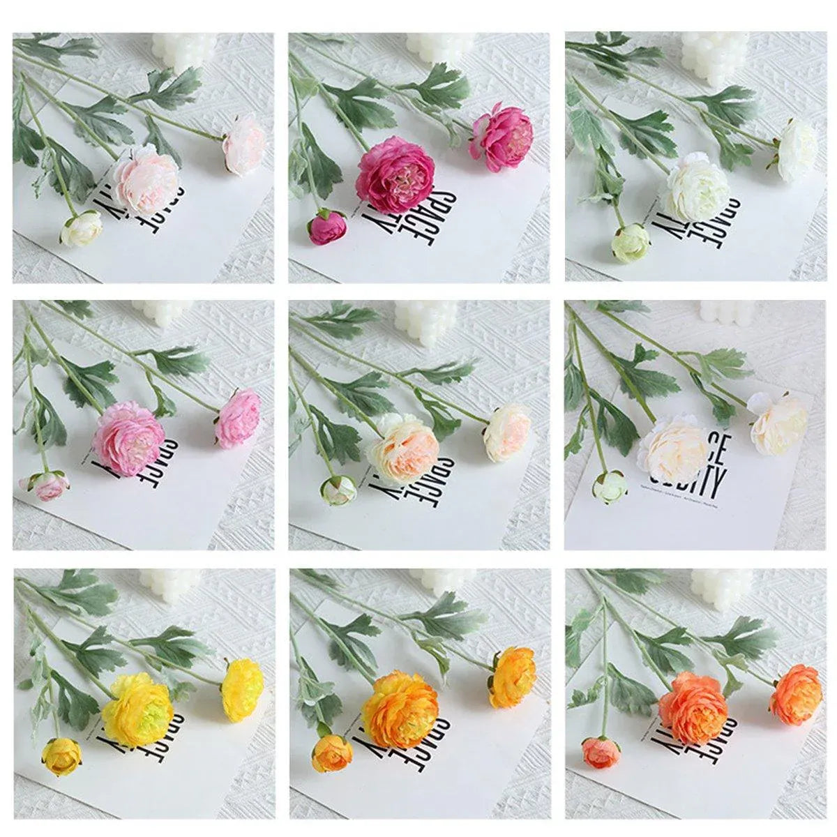 5pcs Artificial Peony Silk Flowers Bouquet Decor Faux Floral Arrangements - Purple Red