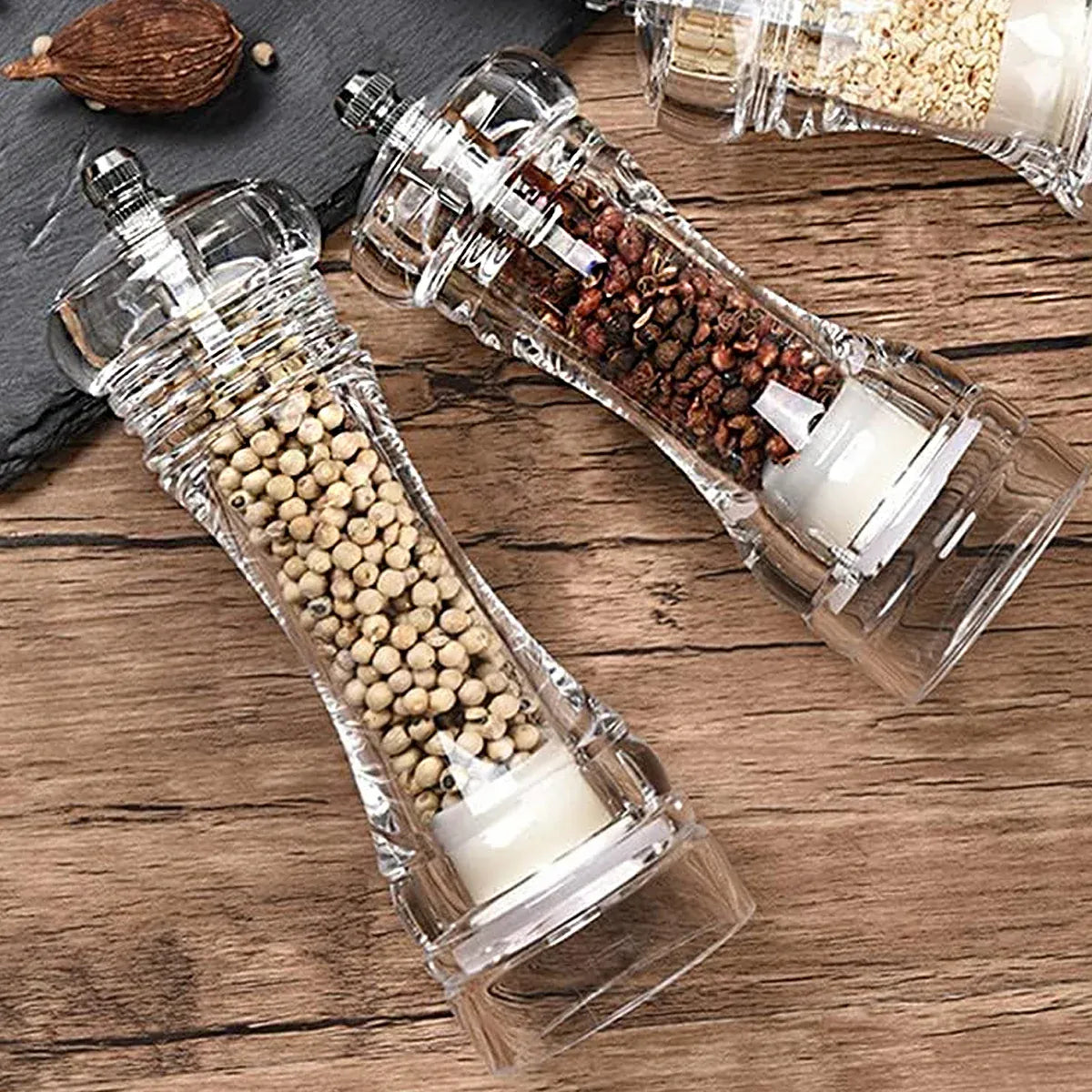 Transparent Manual Spice Grinder Bottle Multi Purpose Seasoning Dispenser - 6inch