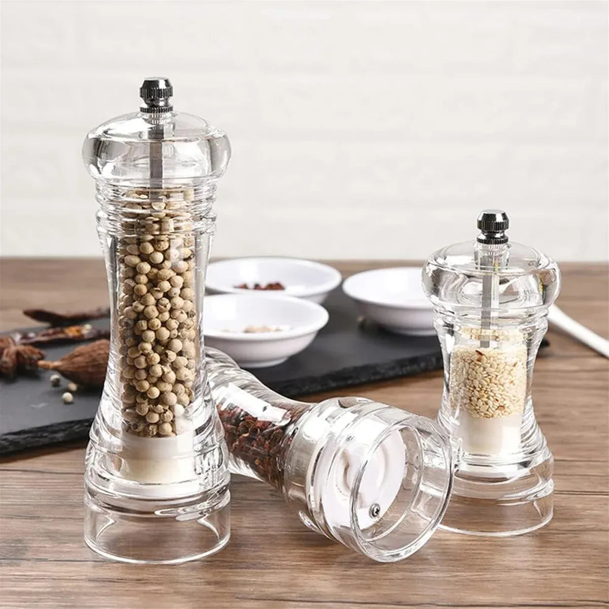Transparent Manual Spice Grinder Bottle Multi Purpose Seasoning Dispenser - 6inch