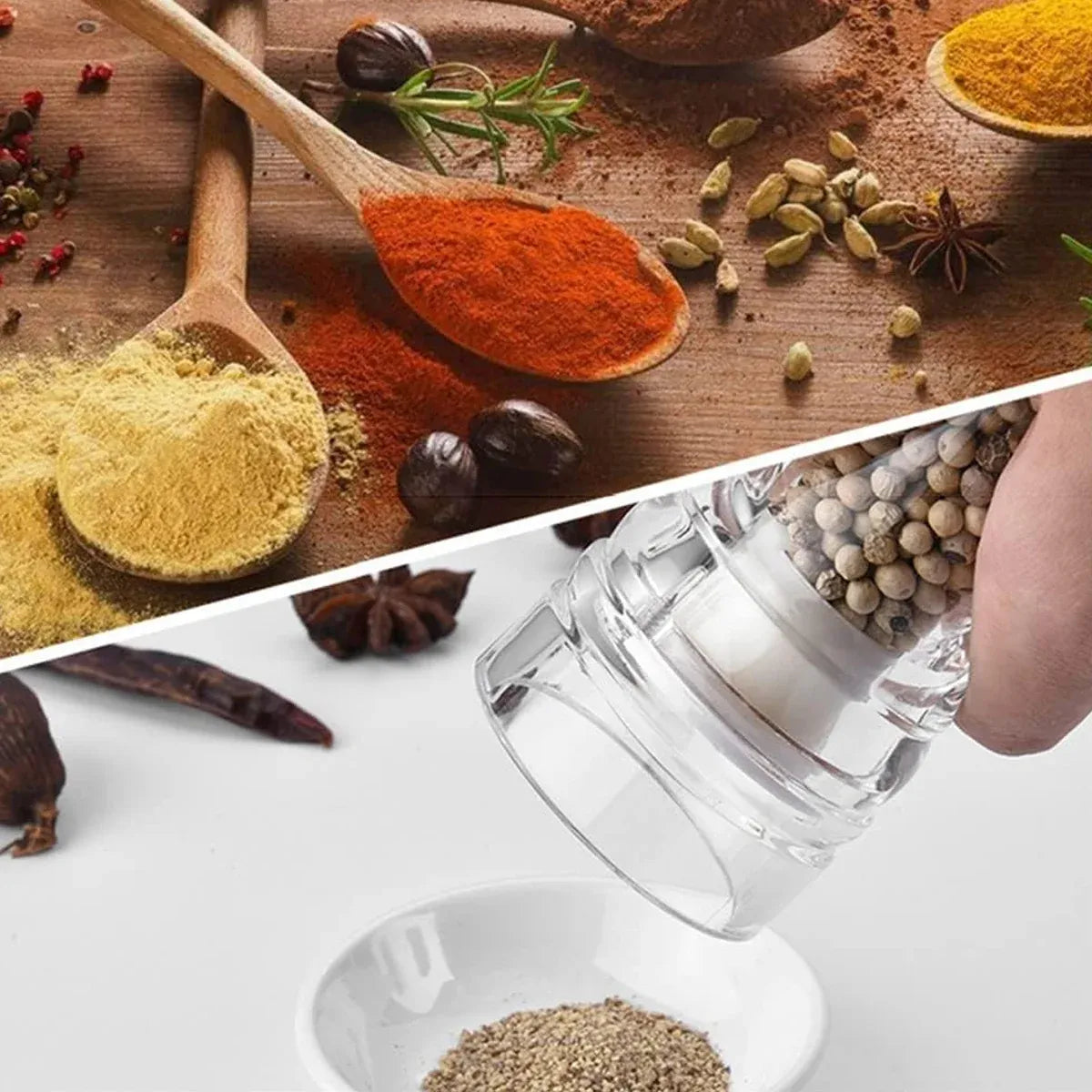Transparent Manual Spice Grinder Bottle Multi Purpose Seasoning Dispenser - 6inch