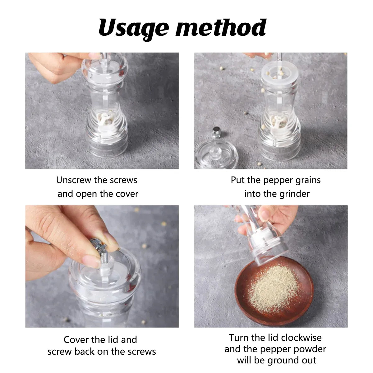 Transparent Manual Spice Grinder Bottle Multi Purpose Seasoning Dispenser - 6inch