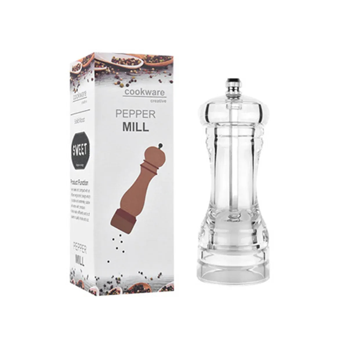 Transparent Manual Spice Grinder Bottle Multi Purpose Seasoning Dispenser - 6inch
