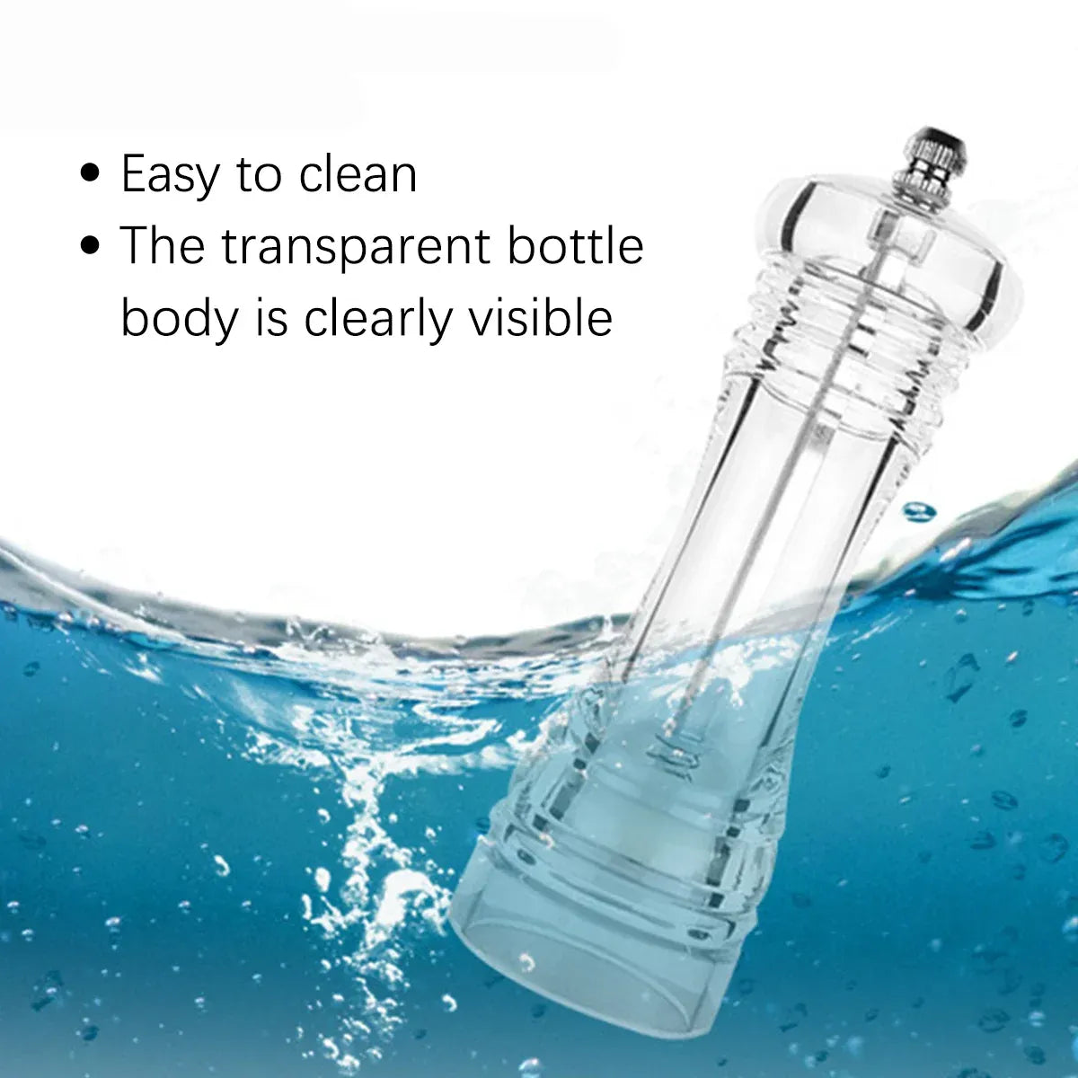Transparent Manual Spice Grinder Bottle Multi Purpose Seasoning Dispenser - 6inch