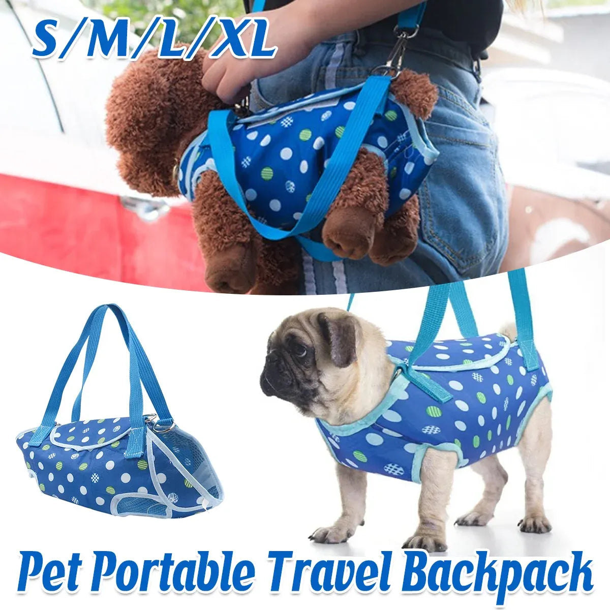 Pet Portable Travel Backpack Dog Four-Legged Carrier Crossbody Bag Durable - S