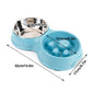 Dog Slow Feeder Double Bowl Pet Food and Water Dish - Green