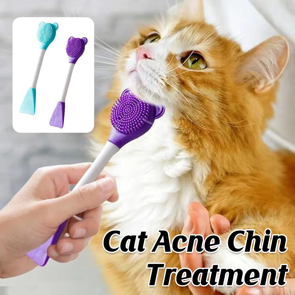 Cat Cleaning Silicone Brush Pet Toothbrush Dog Cleaning Brush Grooming Tool - Purple