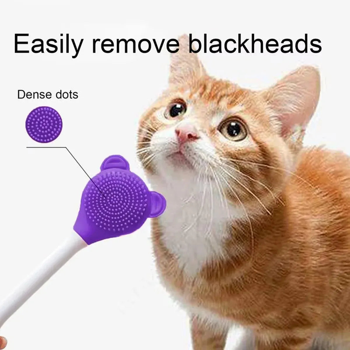 Cat Cleaning Silicone Brush Pet Toothbrush Dog Cleaning Brush Grooming Tool - Purple