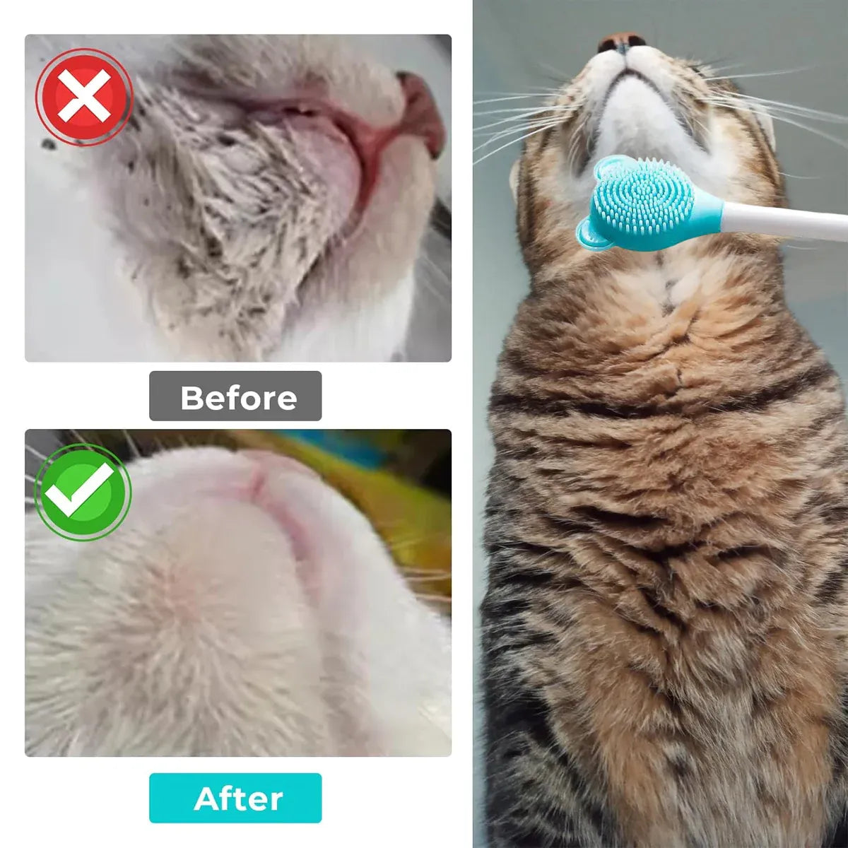 Cat Cleaning Silicone Brush Pet Toothbrush Dog Cleaning Brush Grooming Tool - Purple