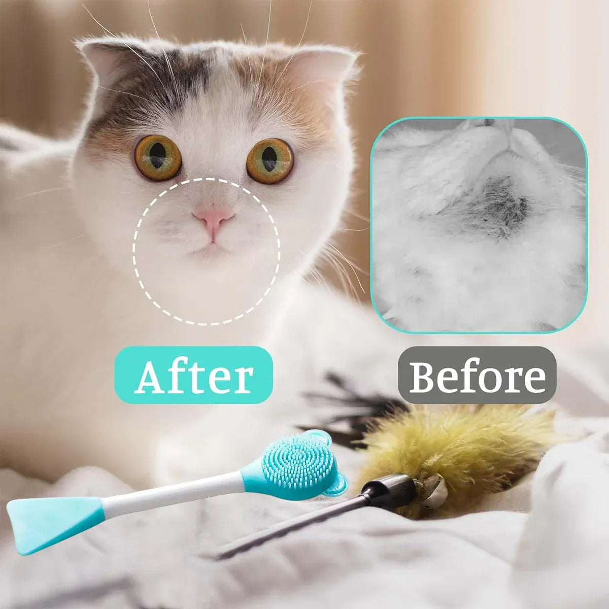 Cat Cleaning Silicone Brush Pet Toothbrush Dog Cleaning Brush Grooming Tool - Purple
