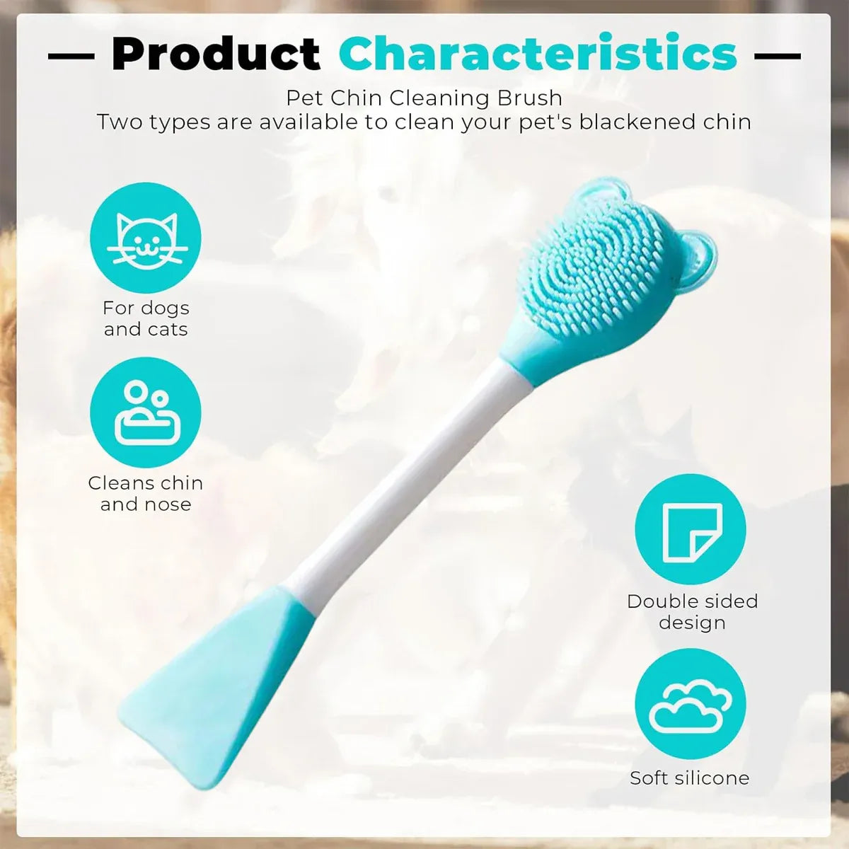 Cat Cleaning Silicone Brush Pet Toothbrush Dog Cleaning Brush Grooming Tool - Purple