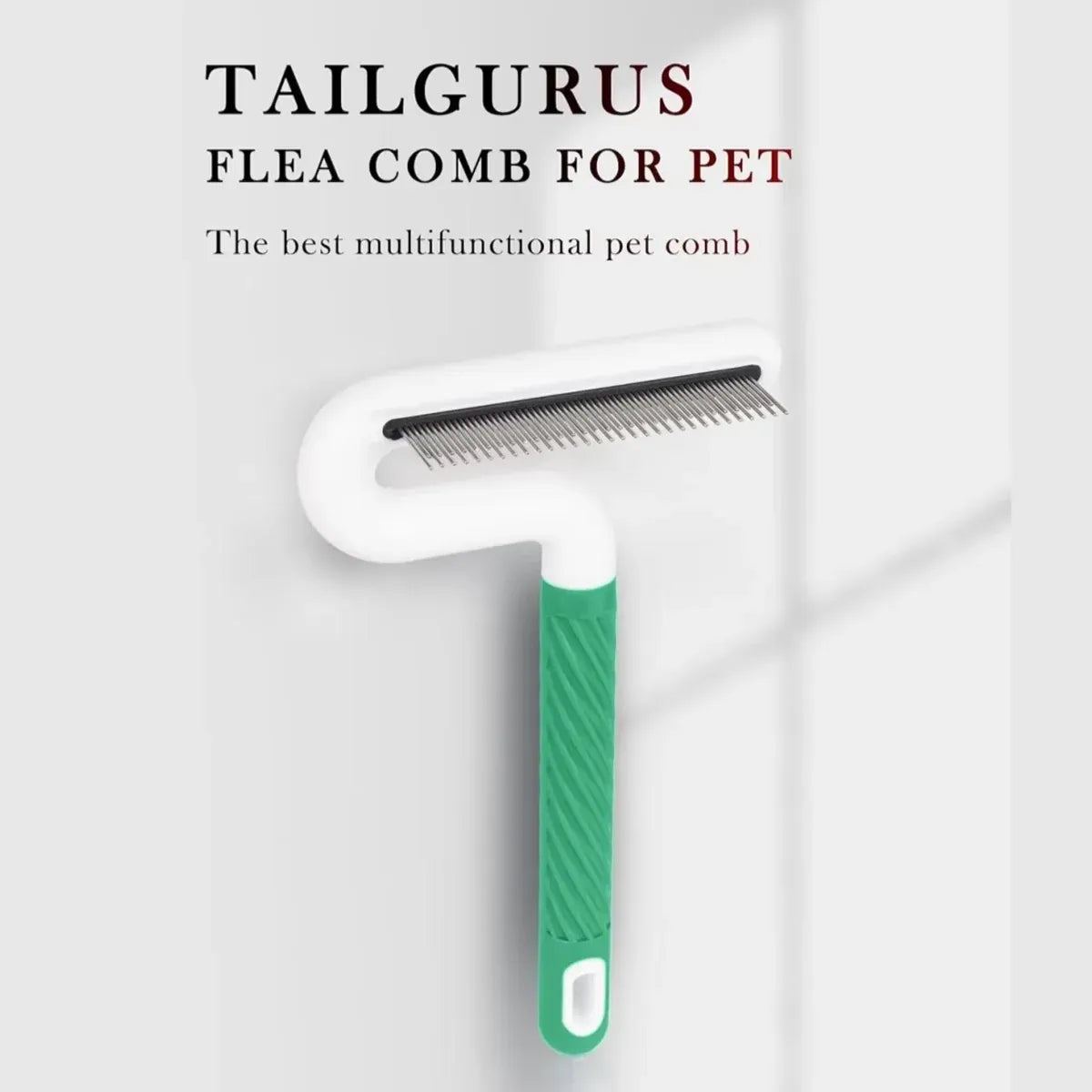 T Type Pet Grooming Rake Comb Stainless Steel for Dogs Cats Hair Length Control - Green
