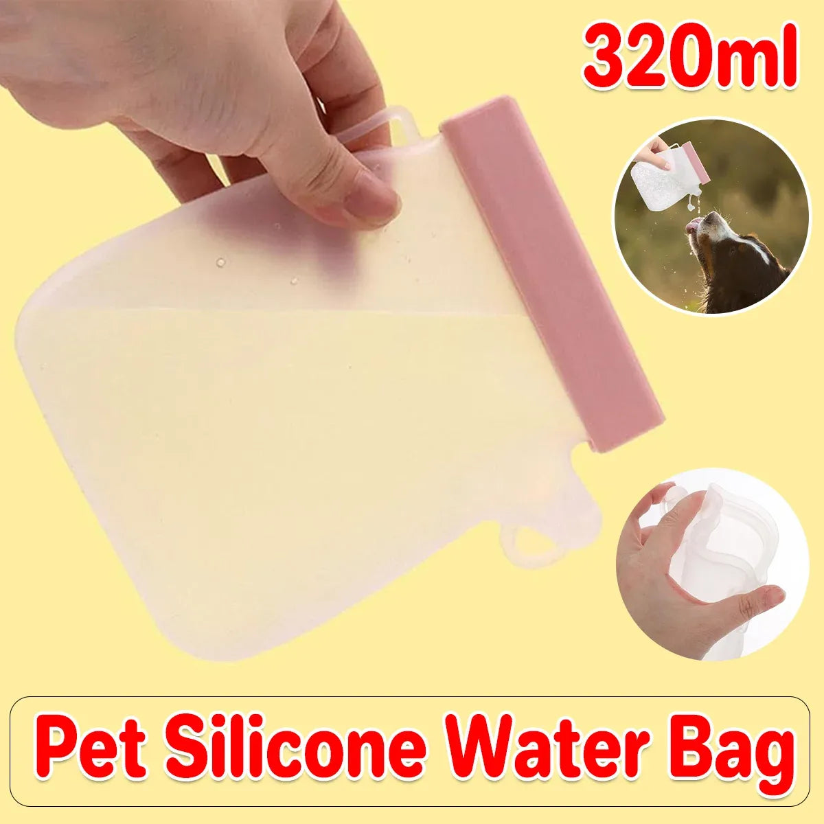 Portable Silicone Pet Outdoor Water Bottle 320ml Easy Clean for Pet Outdoor Use