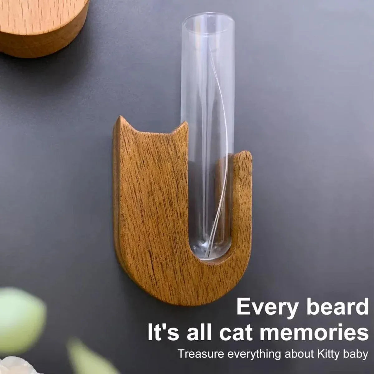 Pet Hair Memorial Box Fridge Magnet Keepsake Whisker Collector Storage Case - Black walnut