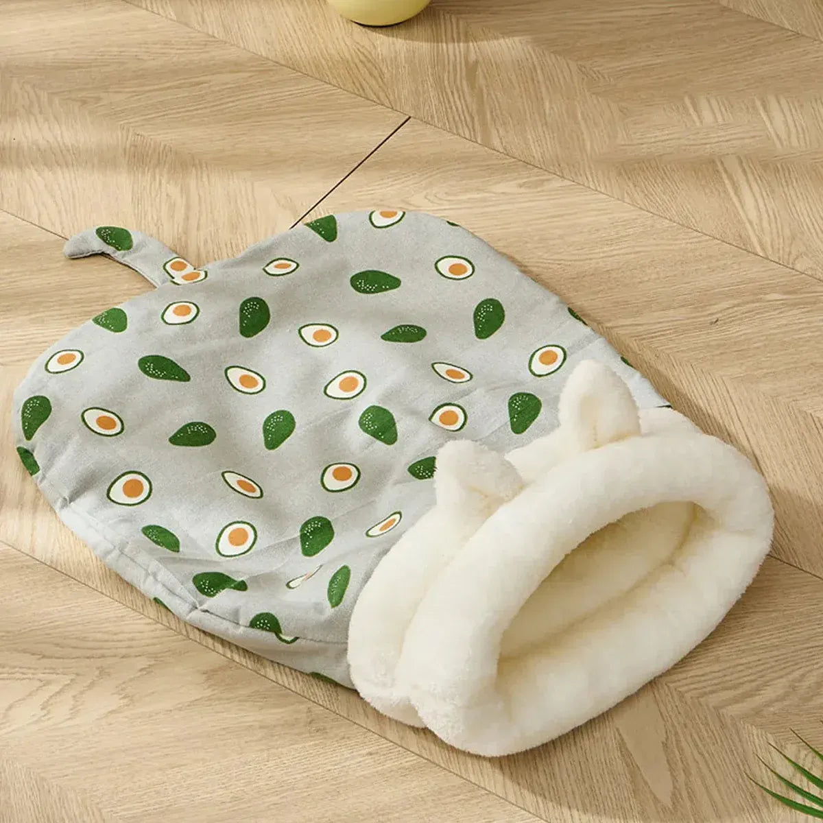 Semi Enclosed Warm Cat Sleeping Bag Comfortable Soft Fleece Pet Bed Easy Clean - Avocado