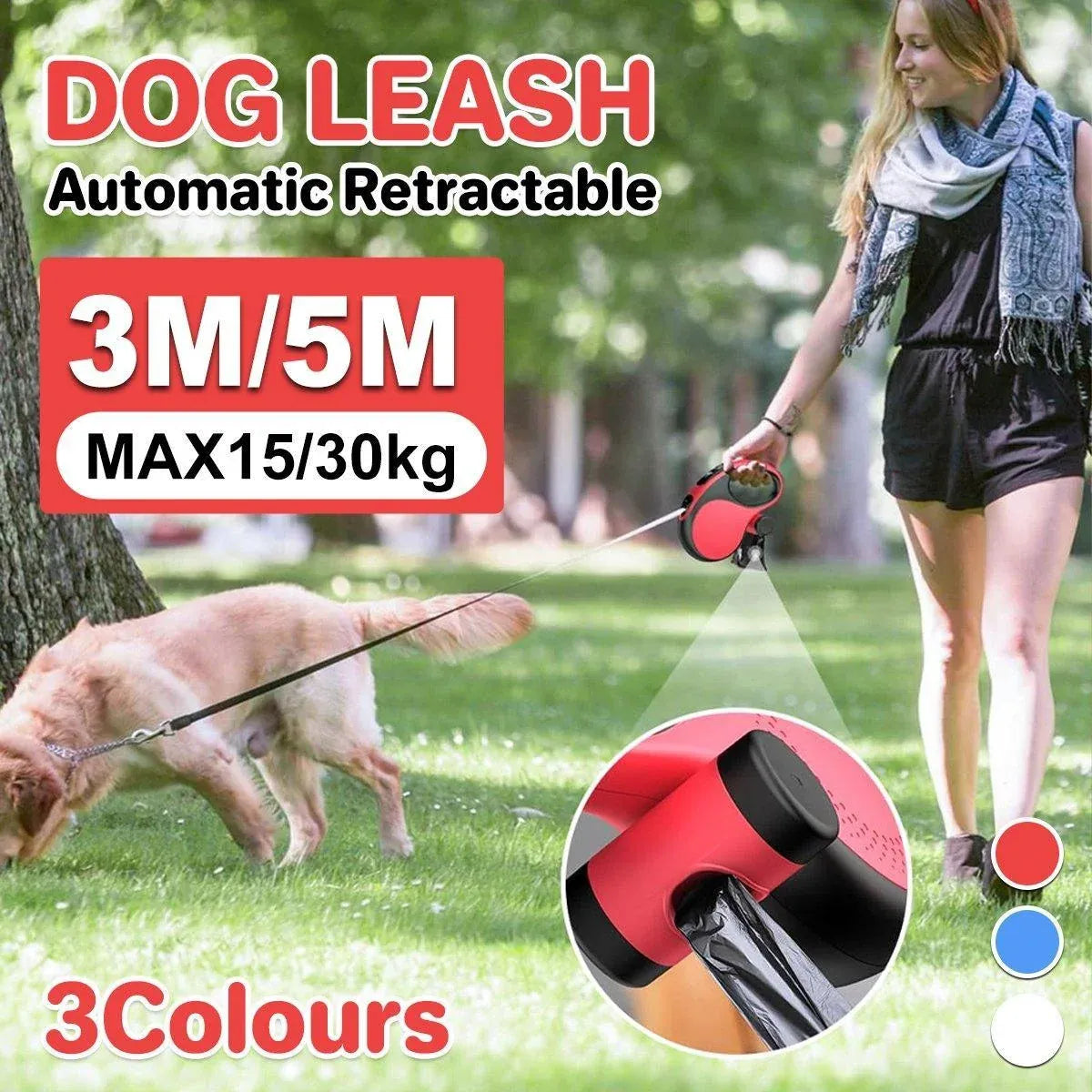 Durable Pet Leash for Small Dogs Adjustable Dog Leash Comfortable Pet Harness - White-3M