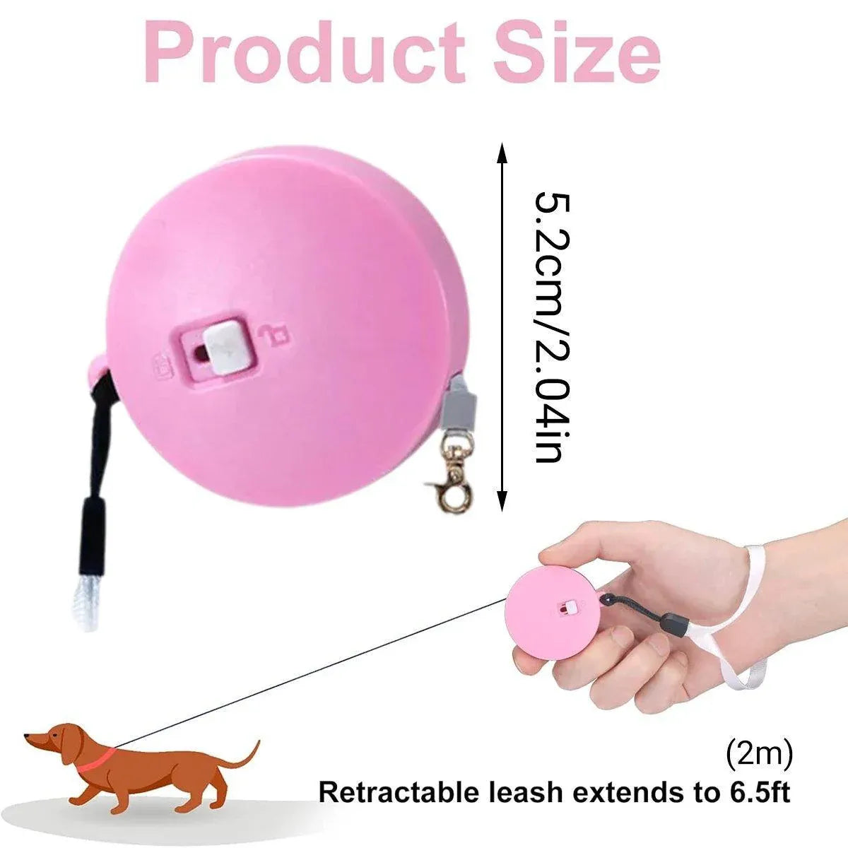 2M Outdoor Mini Retractable Leash Traction Rope Cats Dogs Durable - White