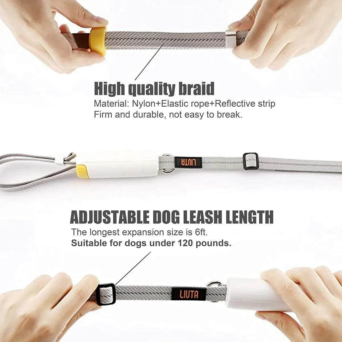 Nylon Leash for Small Medium Dogs Durable Adjustable Walking Lead Strap - Yellow