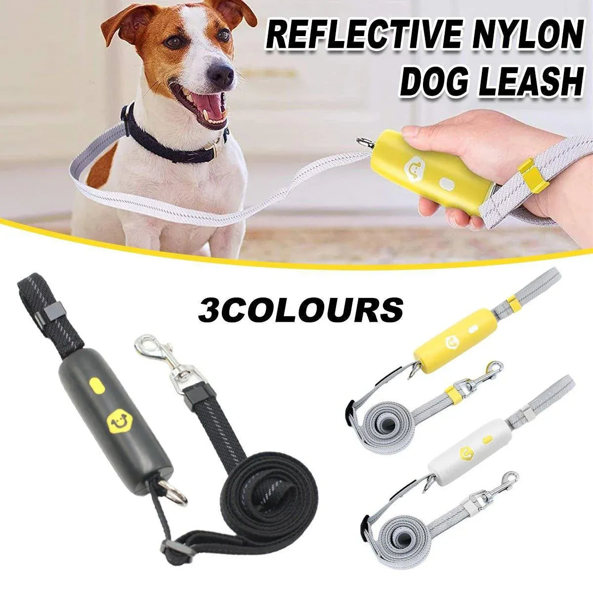 Nylon Leash for Small Medium Dogs Durable Adjustable Walking Lead Strap - Yellow
