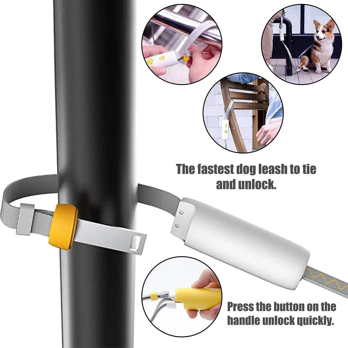 Nylon Leash for Small Medium Dogs Durable Adjustable Walking Lead Strap - Yellow