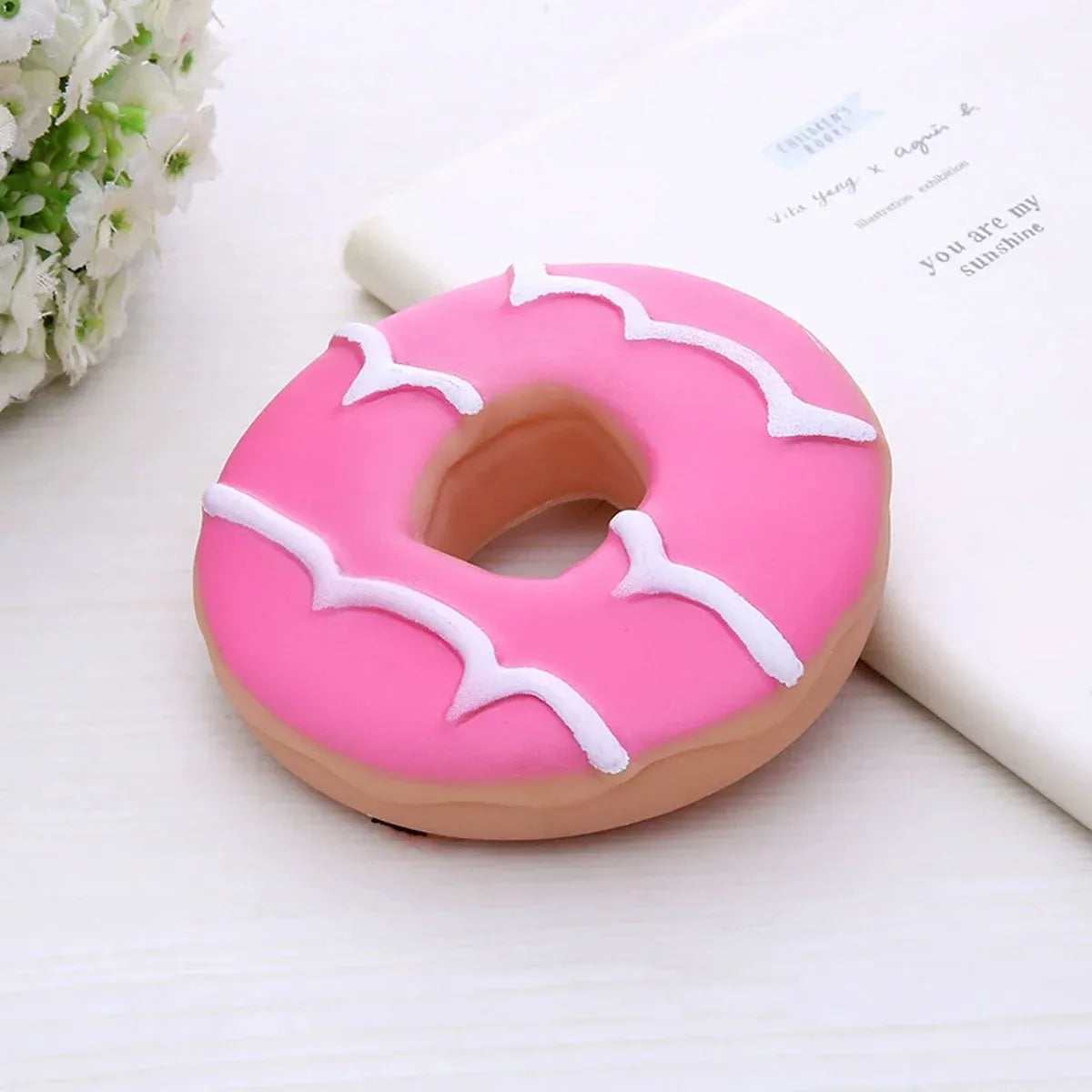 Dog Teeth Grinding Toy Round Cake Shape Dog Chew Biting Toy Fun Interactive - Pink