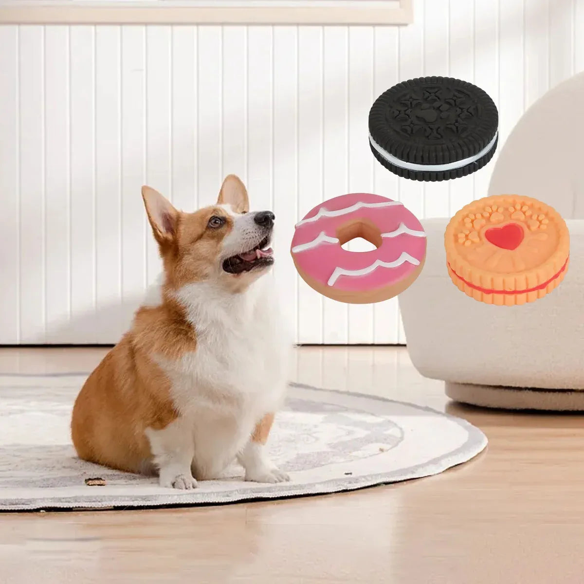 Dog Teeth Grinding Toy Round Cake Shape Dog Chew Biting Toy Fun Interactive - Pink