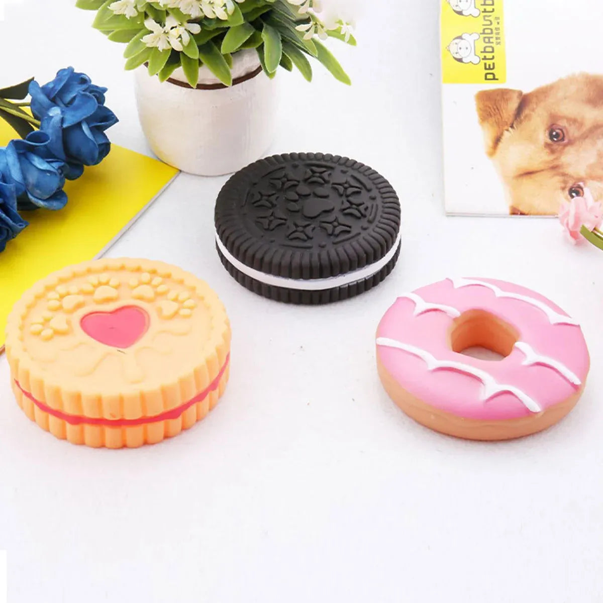 Dog Teeth Grinding Toy Round Cake Shape Dog Chew Biting Toy Fun Interactive - Pink